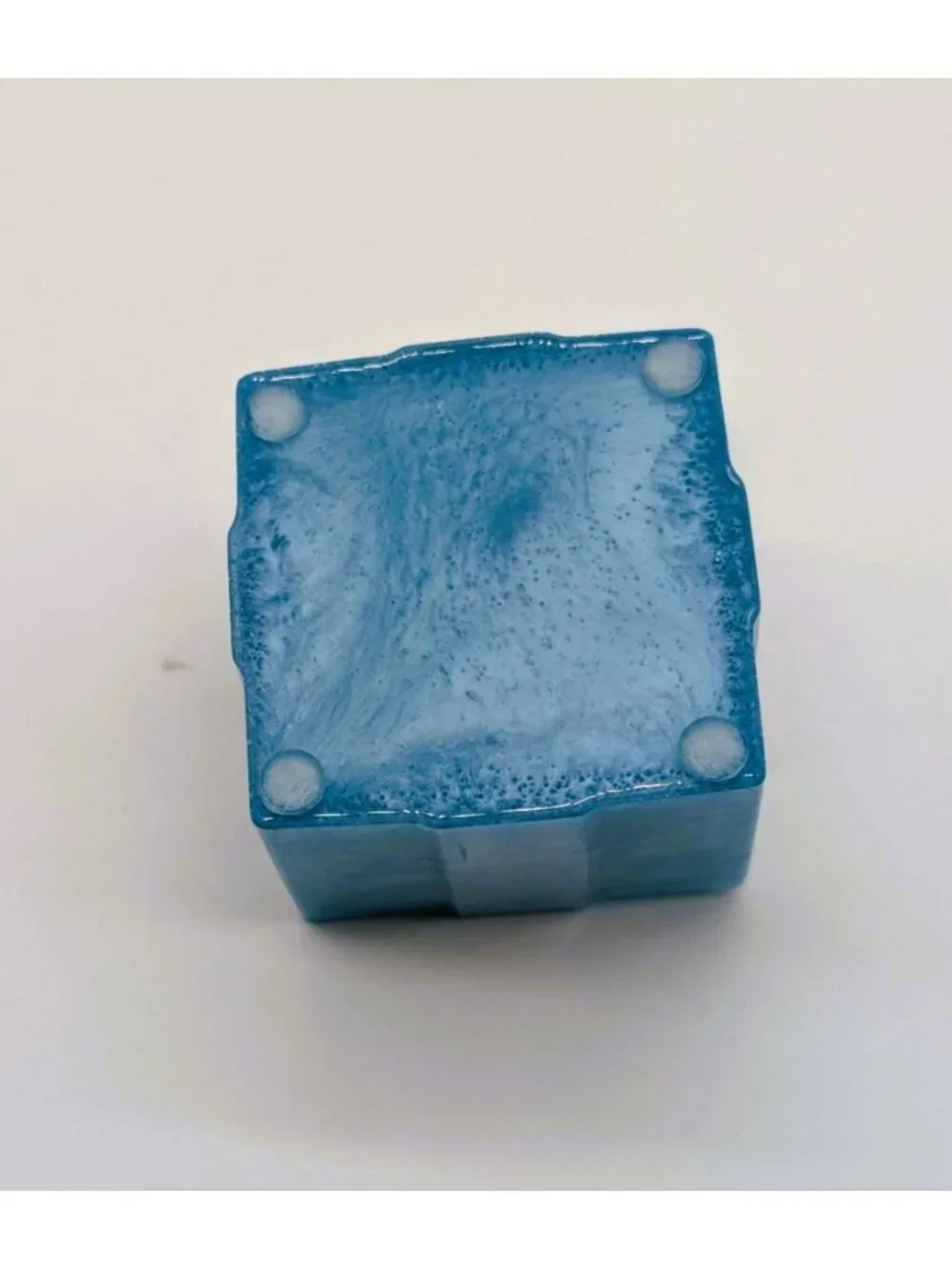 Blue Resin Gift Box With Silver Bow Lid 2.5